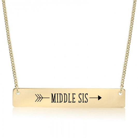 Gold Middle Sis Arrow Bar Necklace