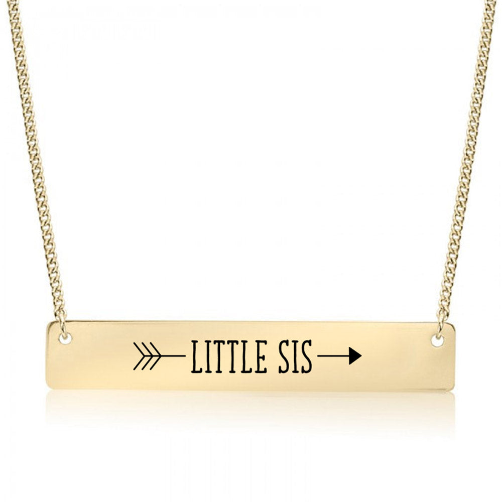 Gold Little Sis Arrow Bar Necklace