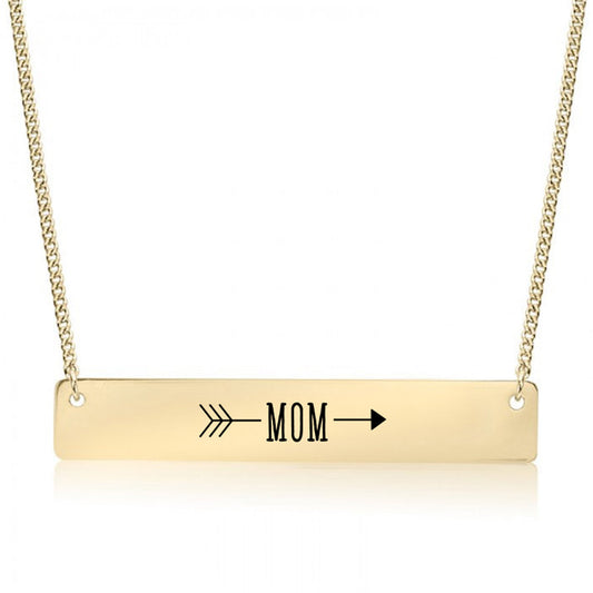 Gold Mom Arrow Bar Necklace