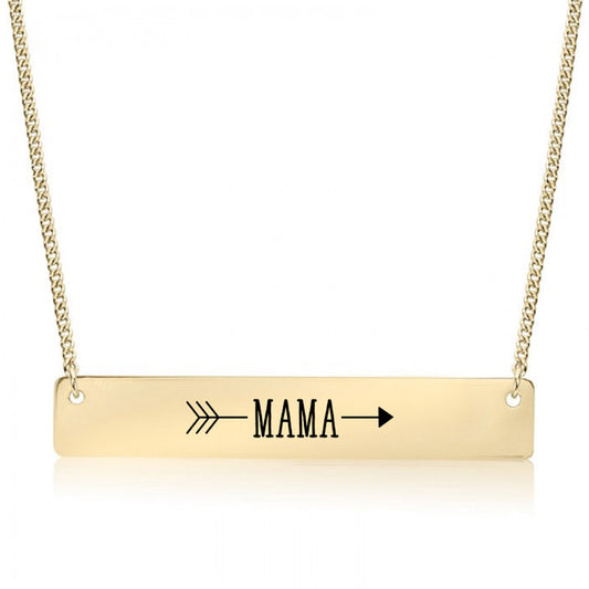 Gold Mama Arrow Bar Necklace