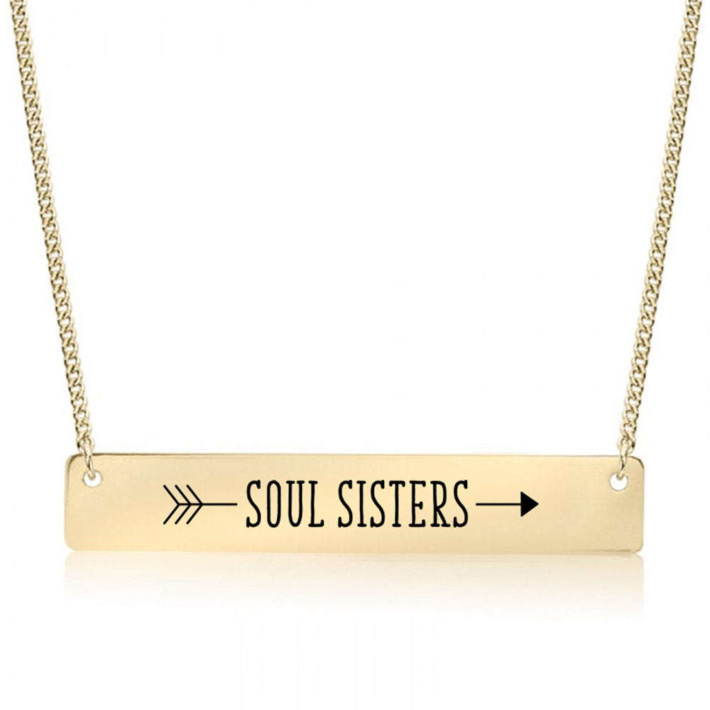 Gold Soul Sisters Bar Necklace