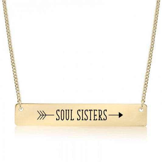 Gold Soul Sisters Bar Necklace