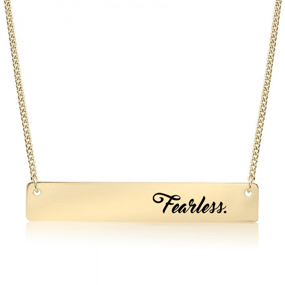 Gold Fearless. Bar Necklace