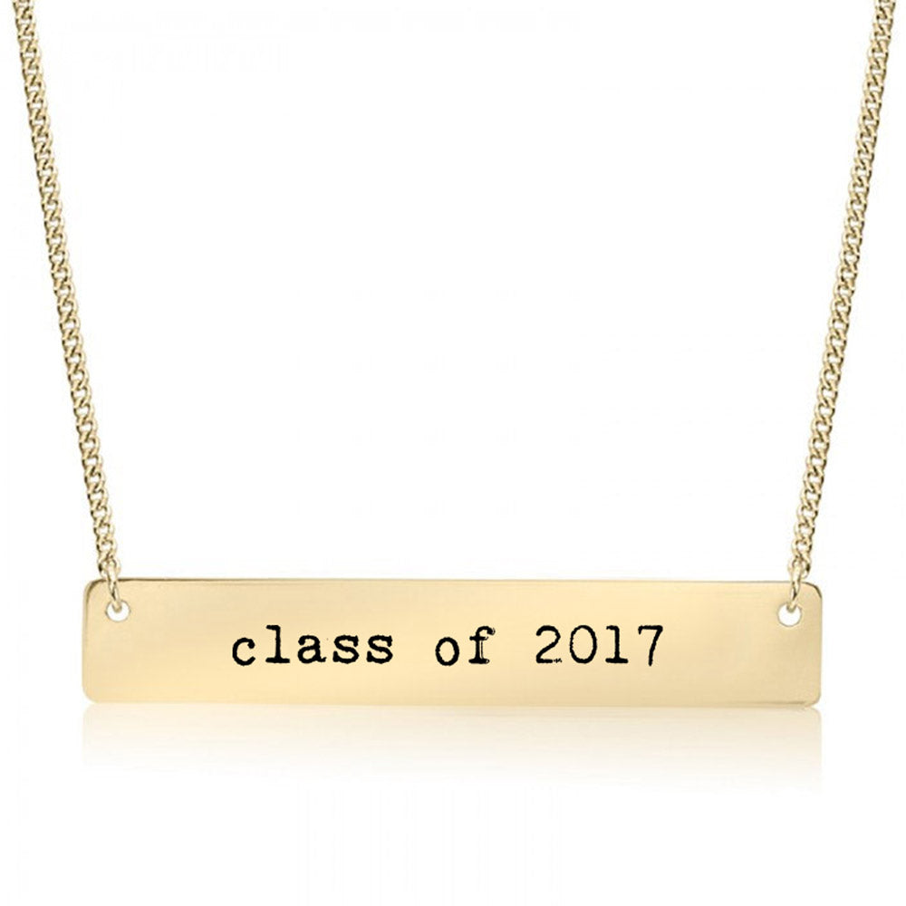 Gold Class of 2017 Bar Necklace