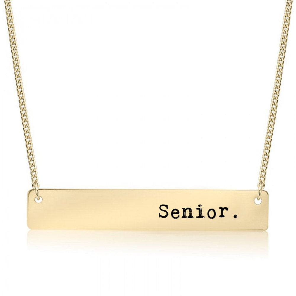 Gold Senior. Bar Necklace