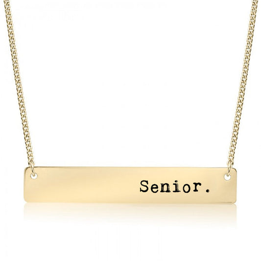 Gold Senior. Bar Necklace