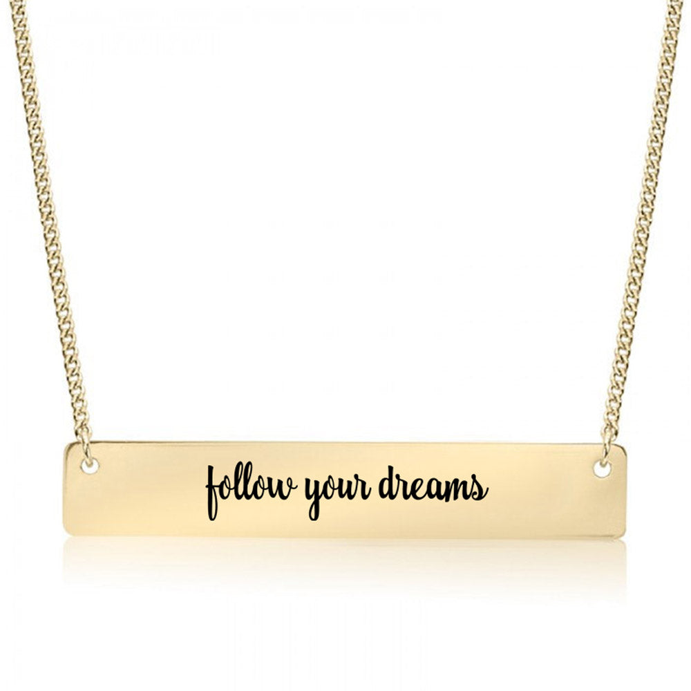 Gold Follow Your Dreams Bar Necklace