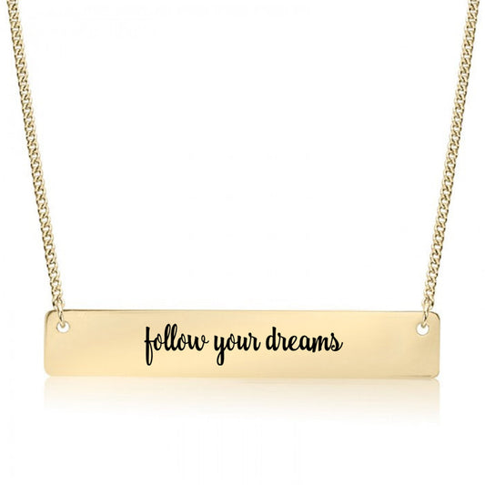 Gold Follow Your Dreams Bar Necklace