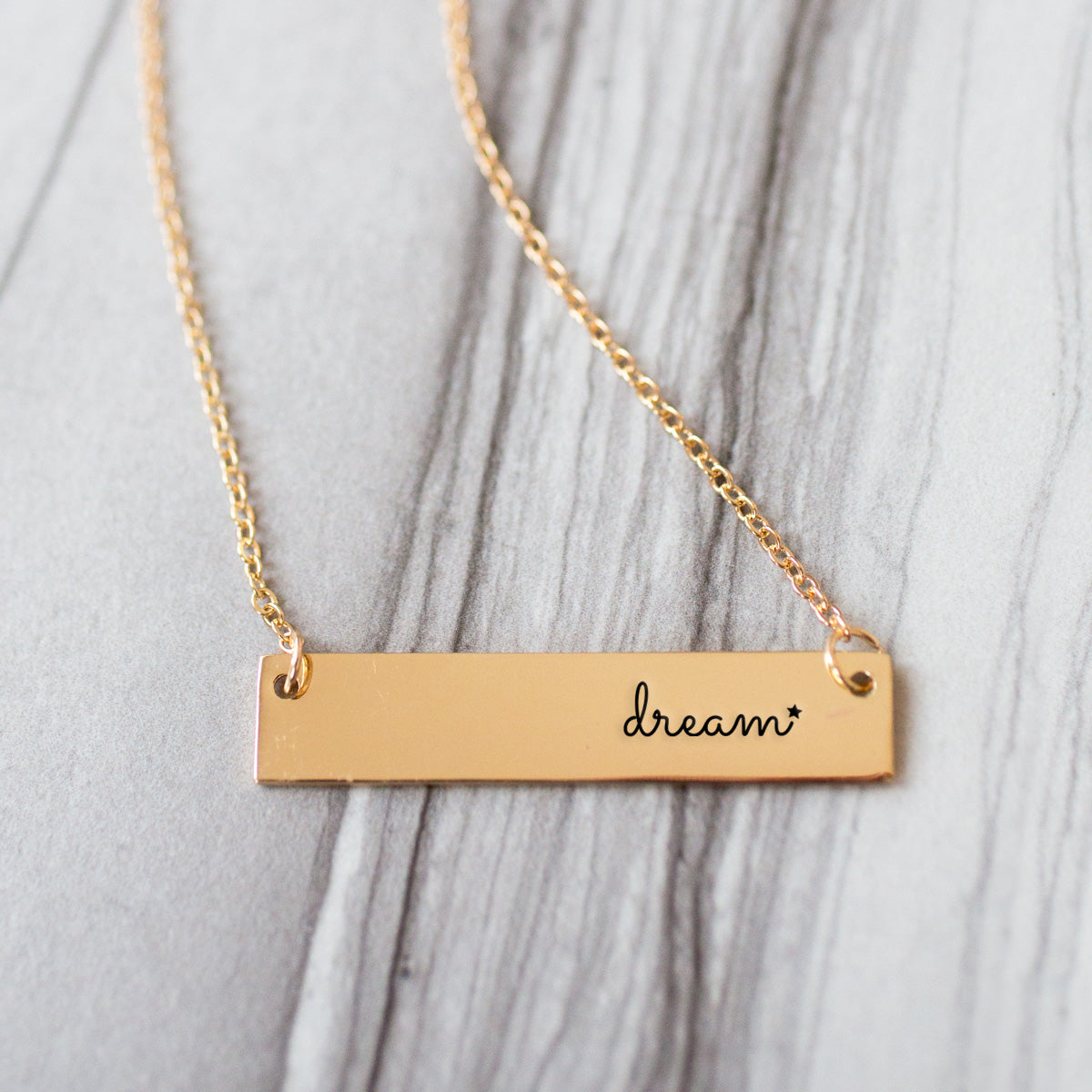 Gold DREAM Bar Necklace