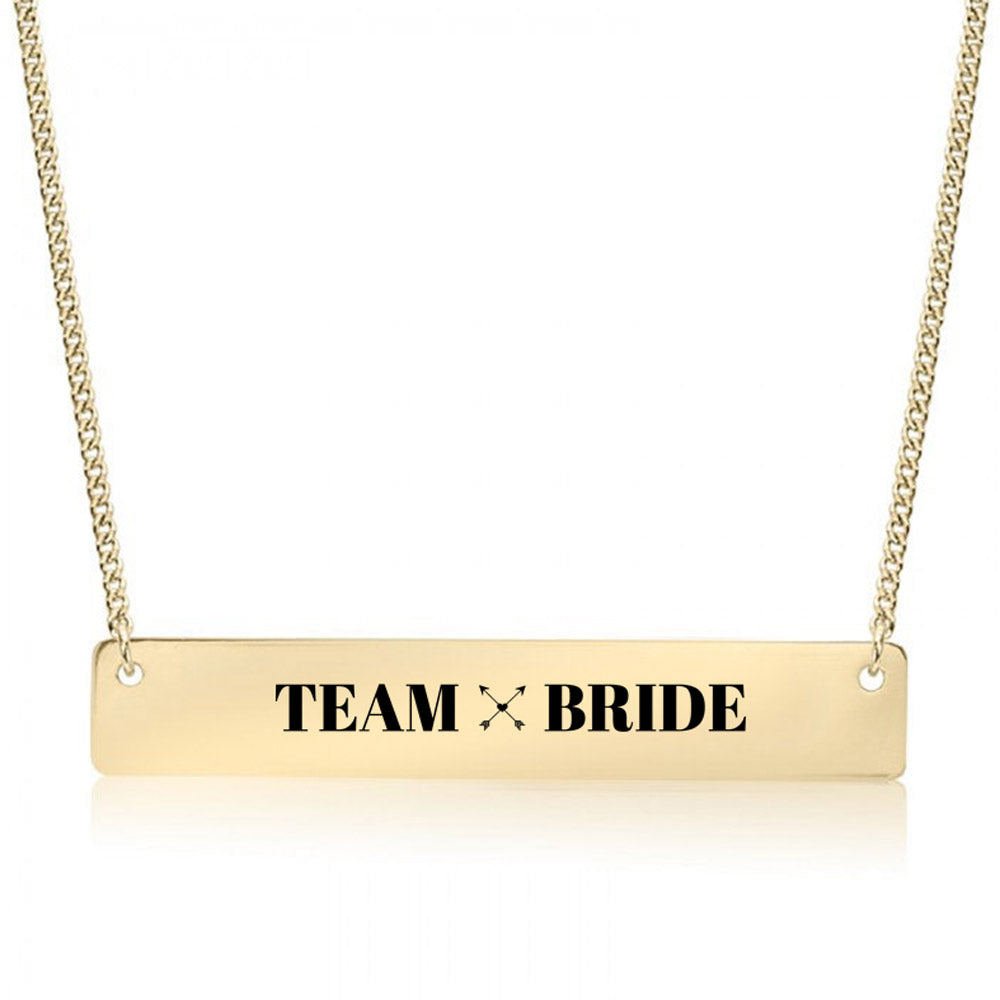 Gold Team Bride Bar Necklace