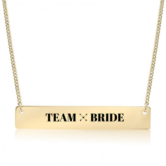 Gold Team Bride Bar Necklace