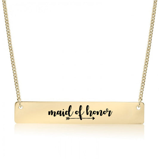Gold Maid of Honor Bar Necklace