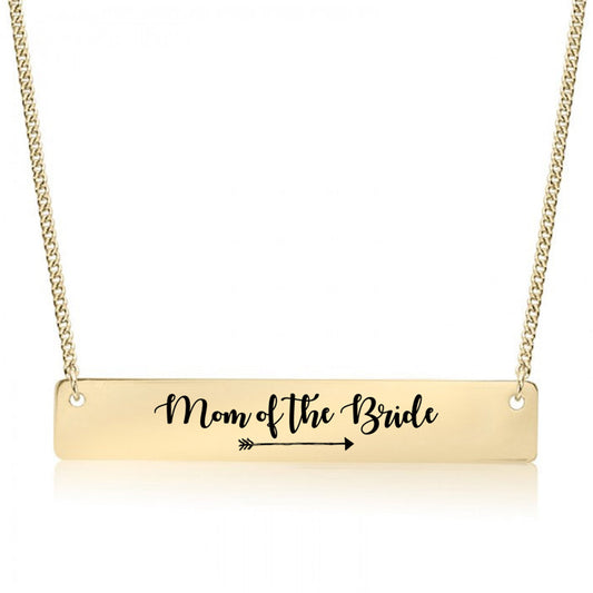 Gold Mom of the Bride Bar Necklace