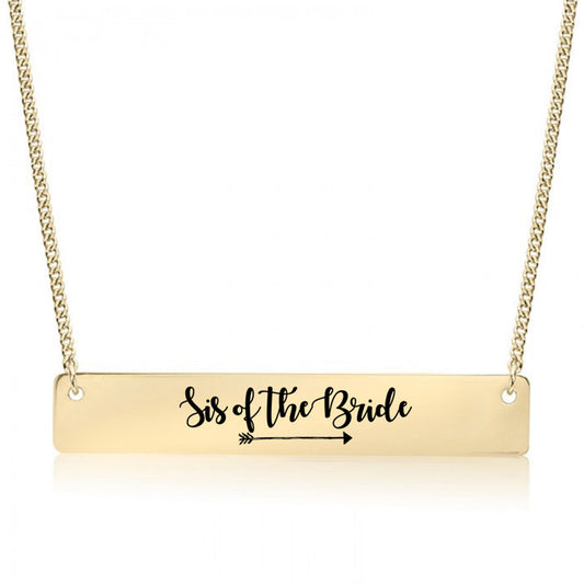 Gold Sis of the Bride Bar Necklace