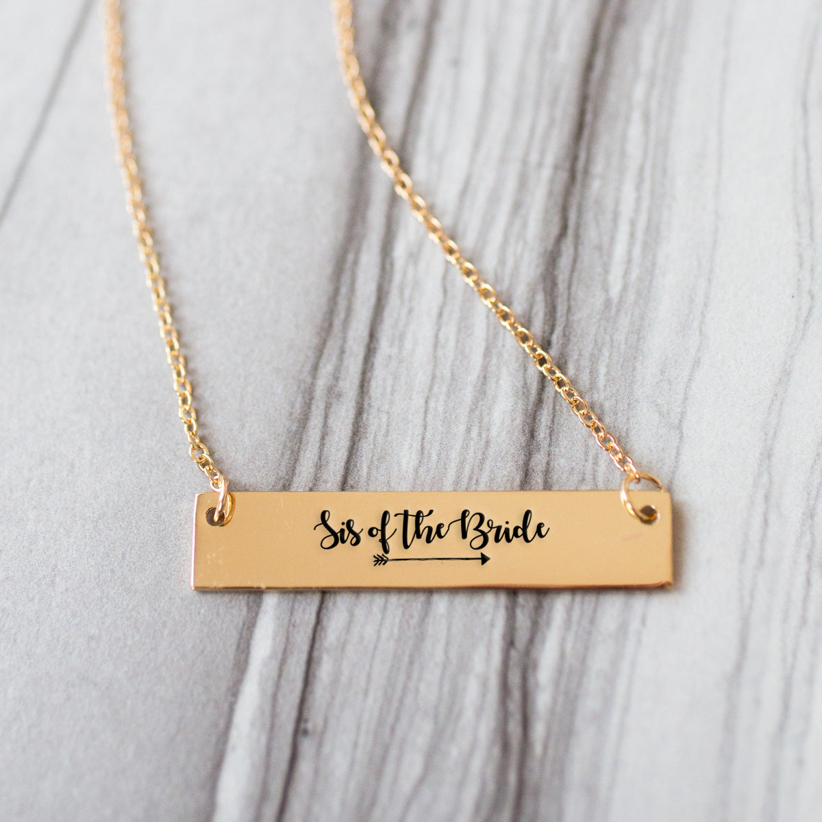 Gold Sis of the Bride Bar Necklace