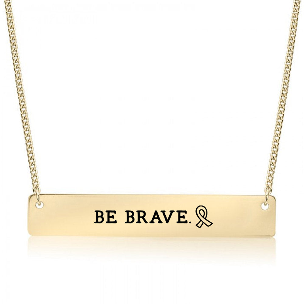 Gold Be Brave Ribbon Bar Necklace
