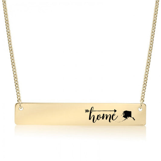 Gold Home is Alaska Bar Necklace