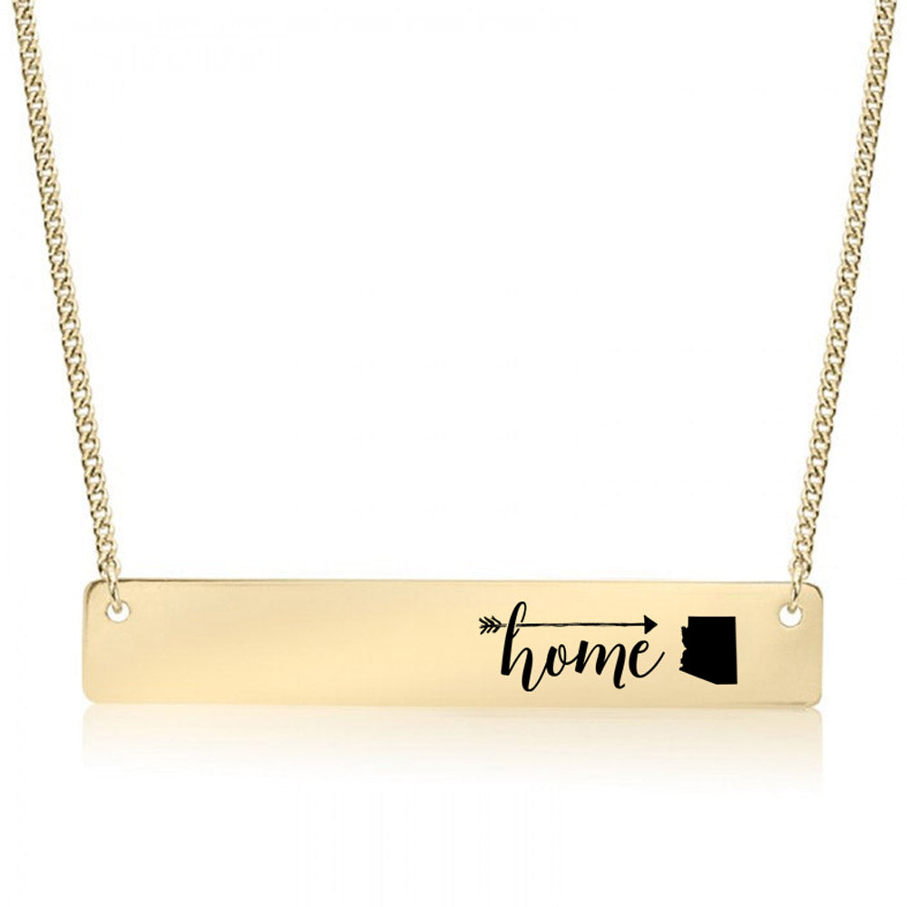 Gold Home is Arizona Bar Necklace