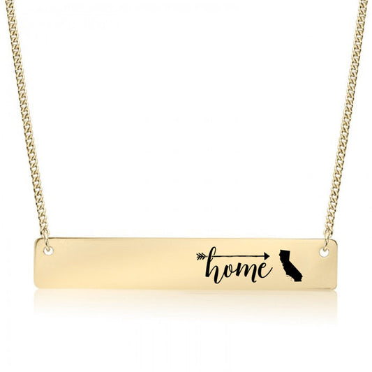 Gold Home is California Bar Necklace
