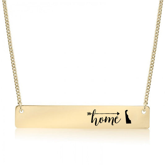 Gold Home is Delaware Bar Necklace