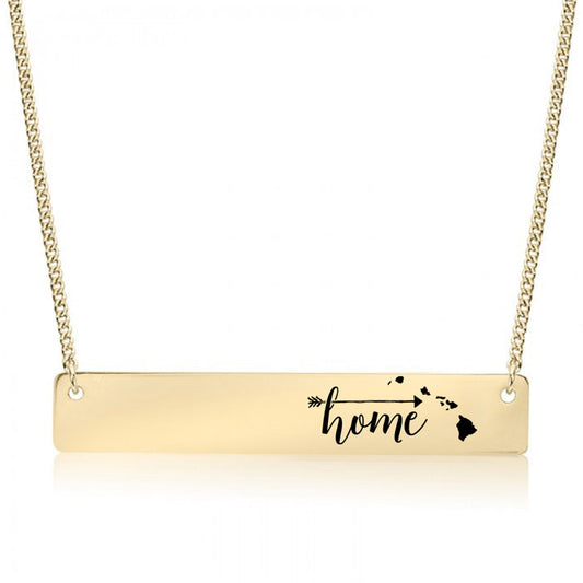 Gold Home is Hawaii Bar Necklace