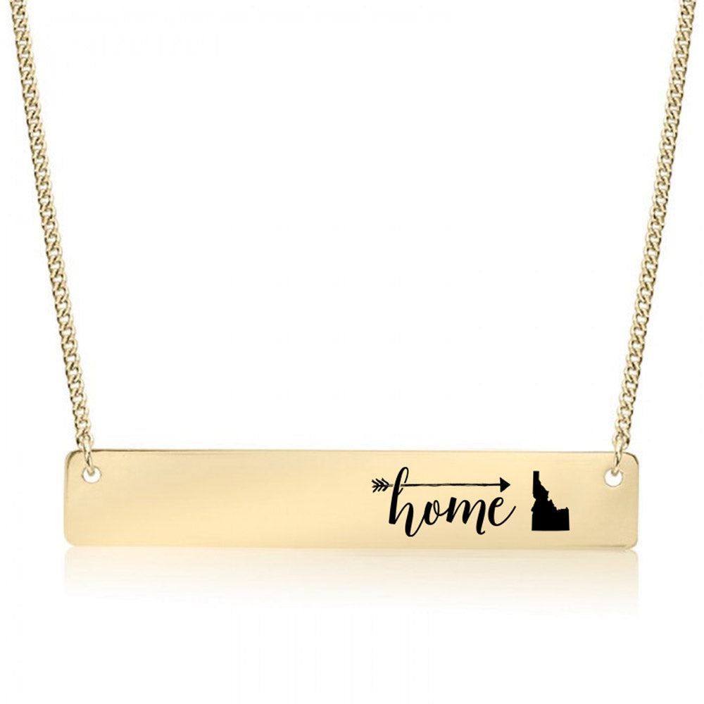 Gold Home is Idaho Bar Necklace