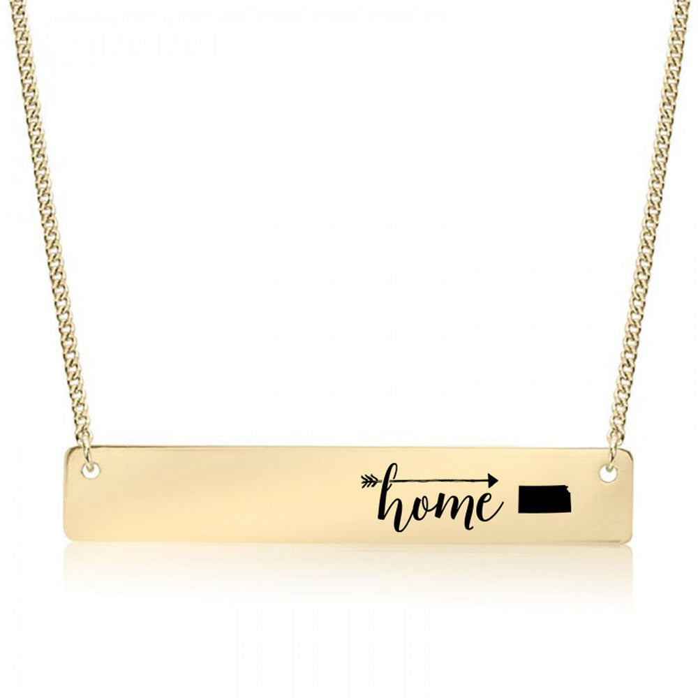 Gold Home is Kansas Bar Necklace