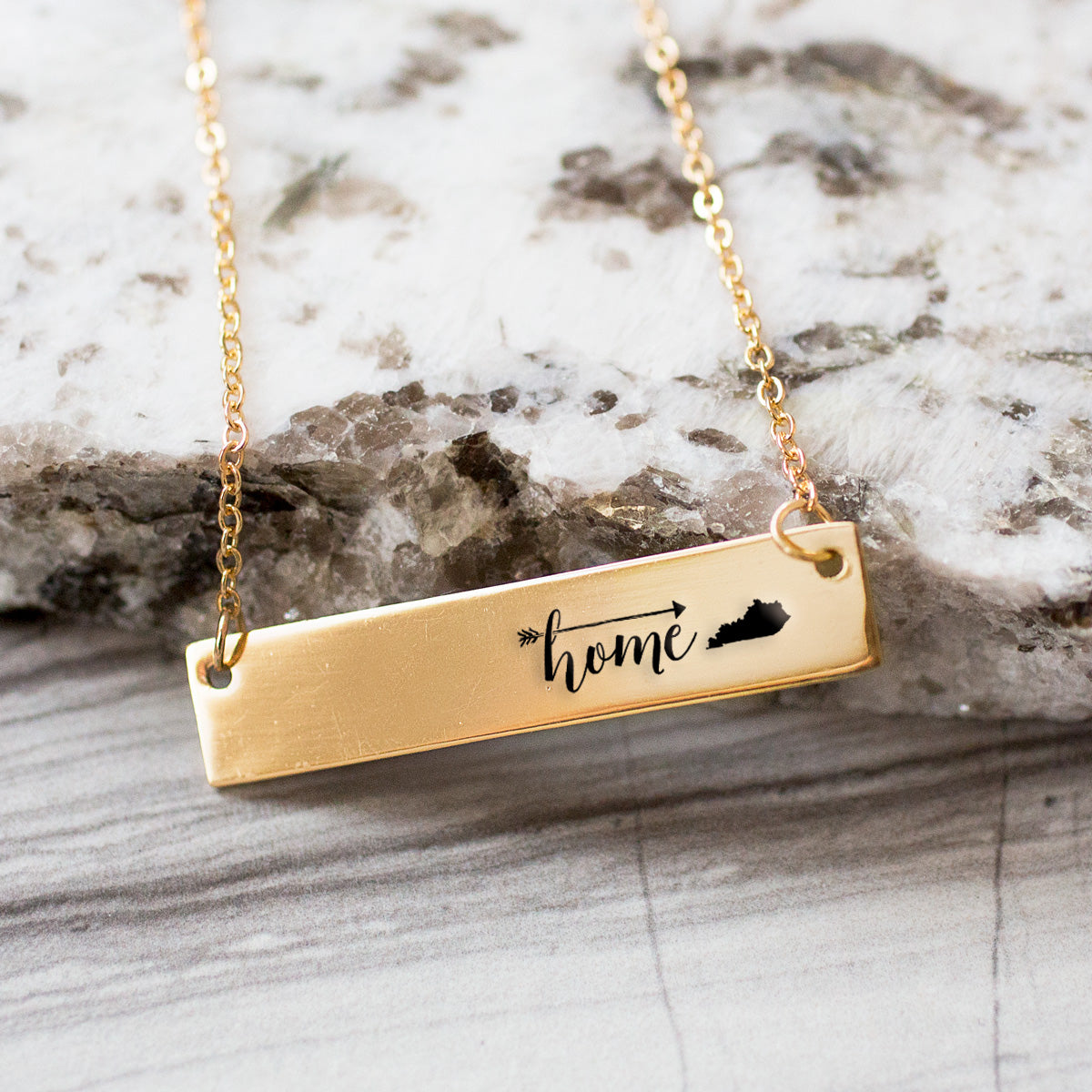 Gold Home is Kentucky Bar Necklace