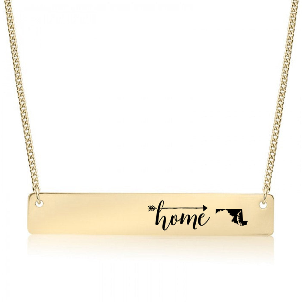 Gold Home is Maryland Bar Necklace
