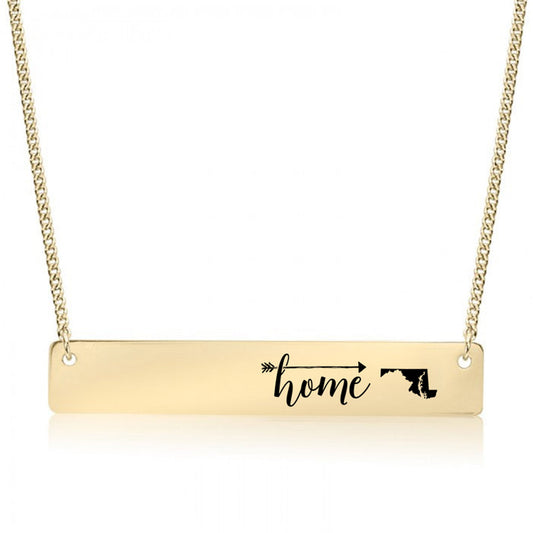Gold Home is Maryland Bar Necklace