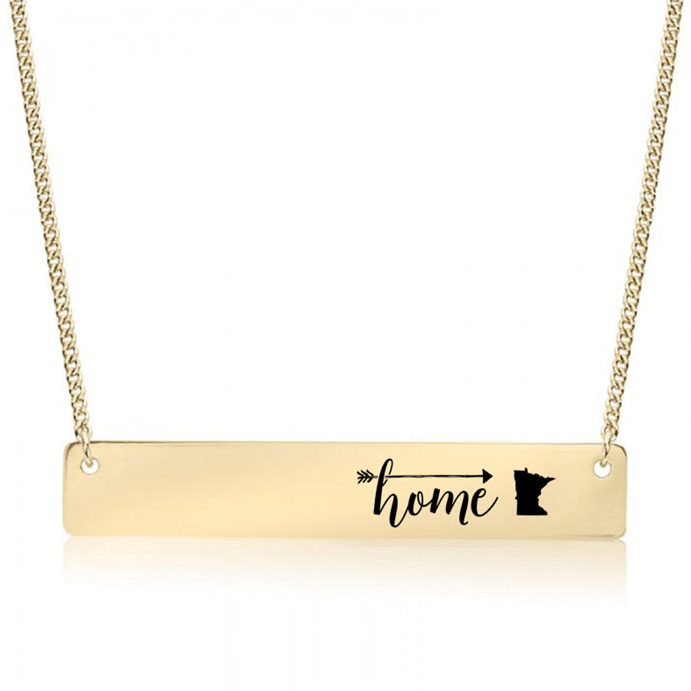 Gold Home is Minnesota Bar Necklace