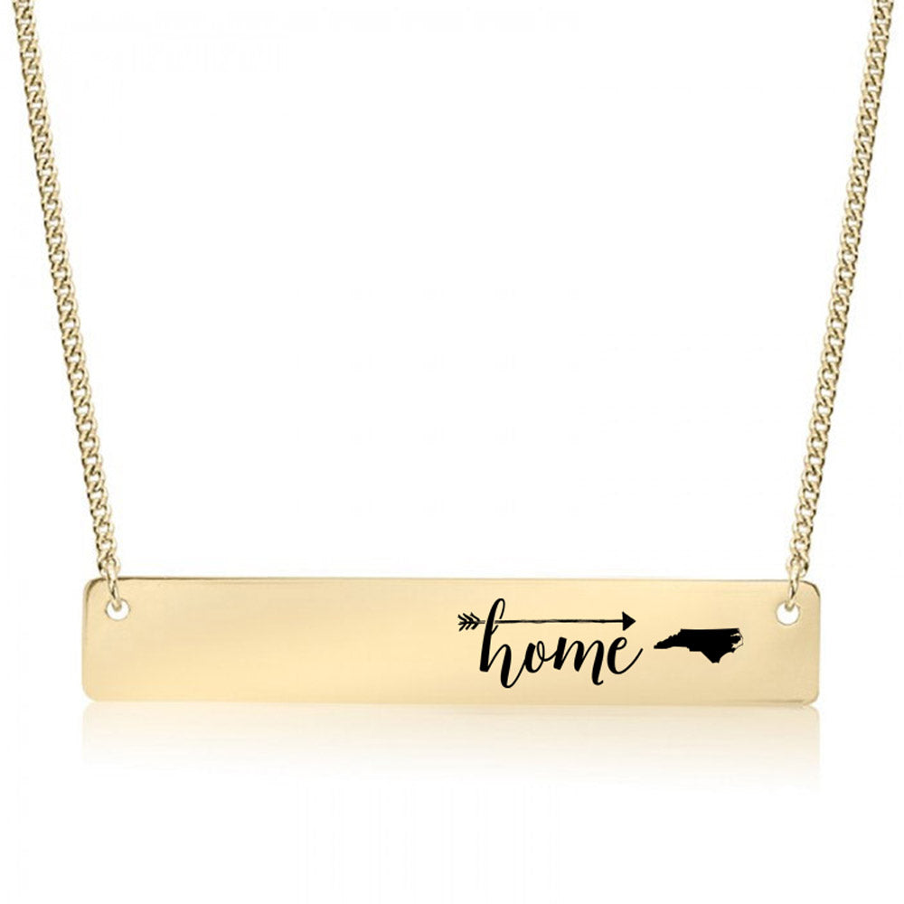 Gold Home is North Carolina Bar Necklace