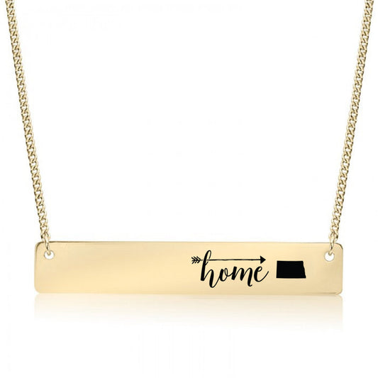 Gold Home is North Dakota Bar Necklace