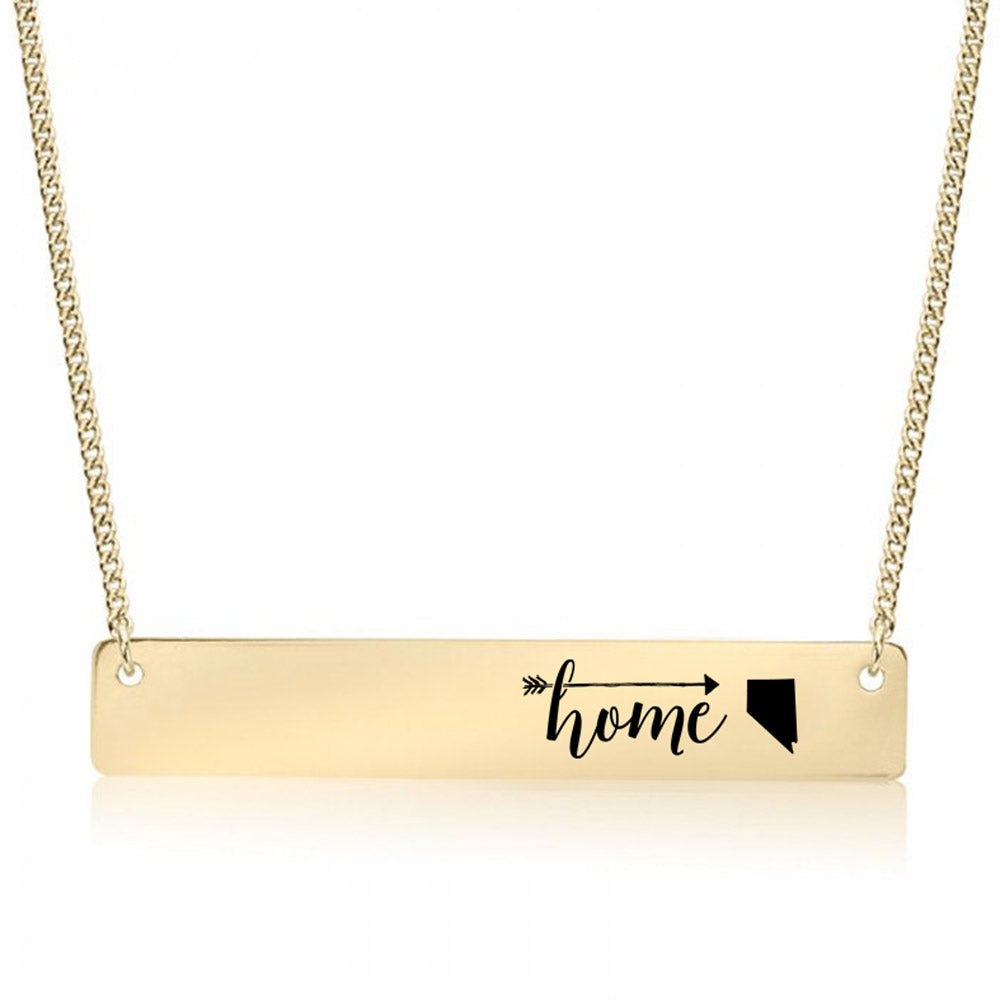 Gold Home is Nevada Bar Necklace