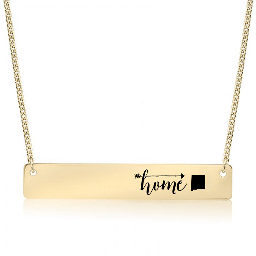 Gold Home is New Mexico Bar Necklace
