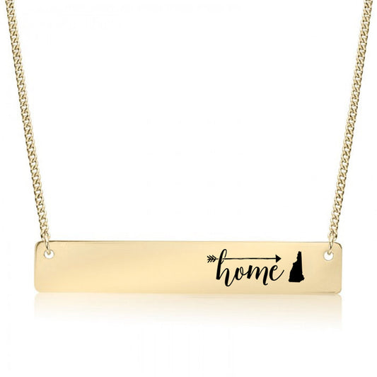 Gold Home is New Hampshire Bar Necklace