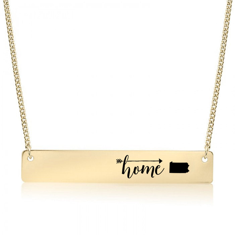 Gold Home is Pennsylvania Bar Necklace