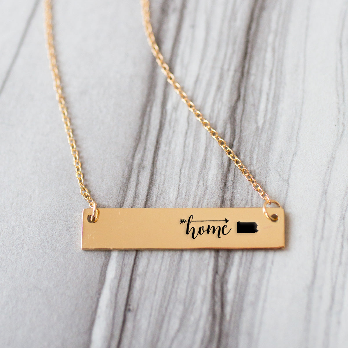 Gold Home is Pennsylvania Bar Necklace