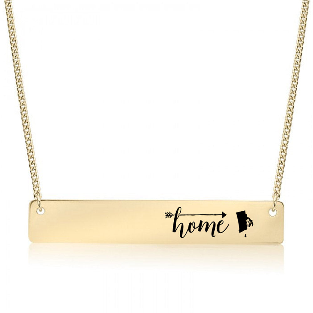 Gold Home is Rhode Island Bar Necklace