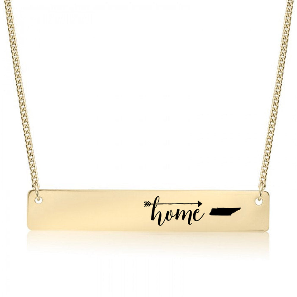 Gold Home is Tennessee Bar Necklace