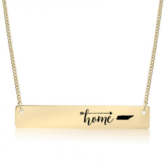 Gold Home is Tennessee Bar Necklace