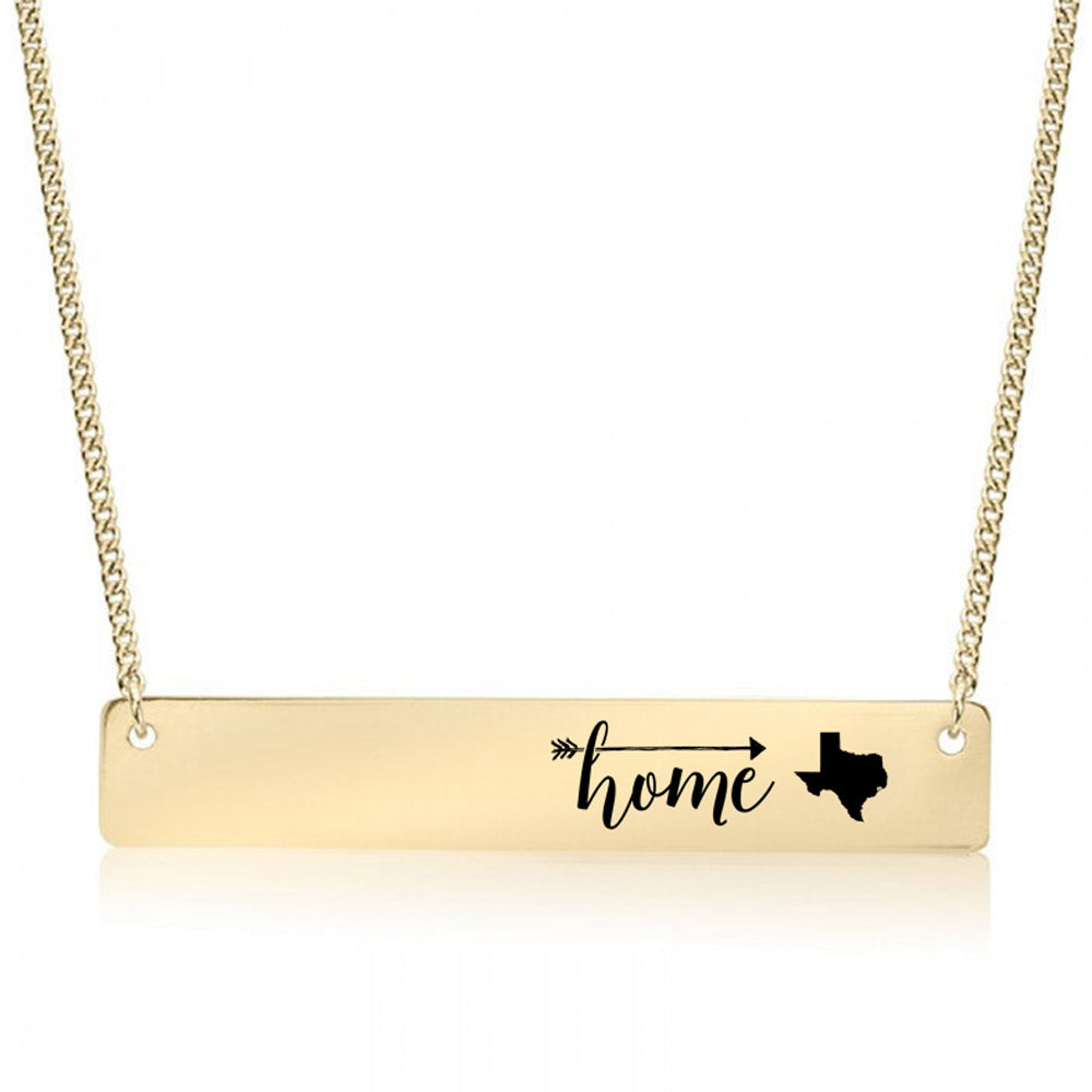Gold Home is Texas Bar Necklace