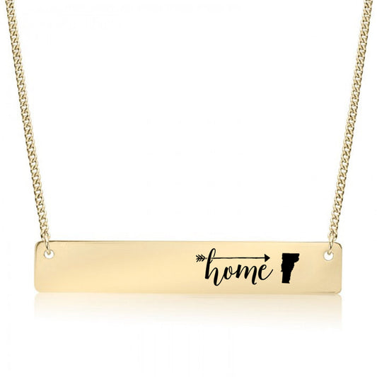 Gold Home is Vermont Bar Necklace