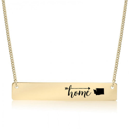 Gold Home is Washington Bar Necklace