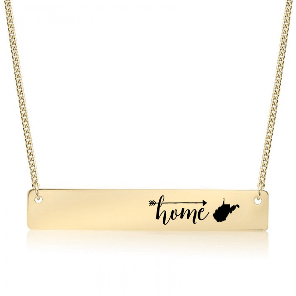 Gold Home is West Virginia Bar Necklace