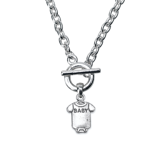 Silver Baby Onesie Charm Toggle Necklace