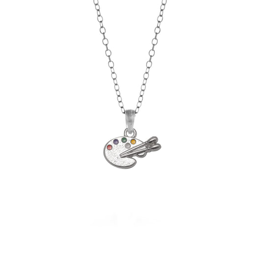 Silver Artist's Palette Charm Classic Necklace