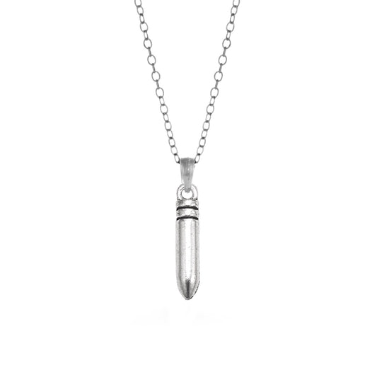 Silver Petite Bullet Charm Classic Necklace