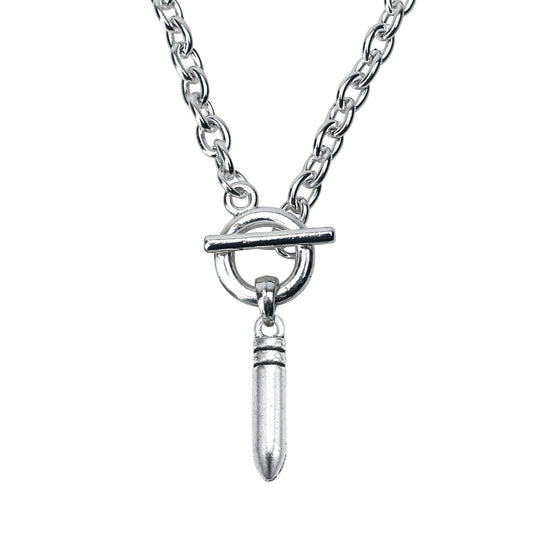 Silver Petite Bullet Charm Toggle Necklace
