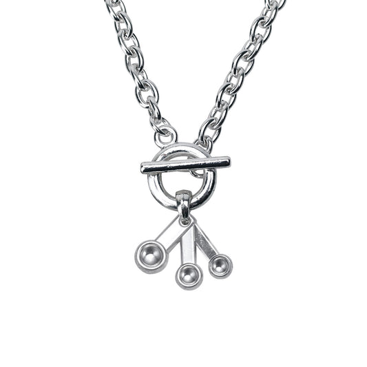 Silver Measuring Spoons Charm Toggle Necklace